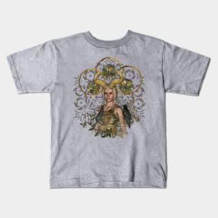 Beautiful dark fairy with awesome head dress Kids T-Shirt